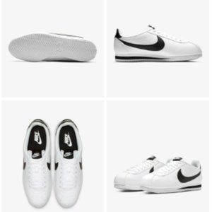 Nike Cortez White W/Black Swoosh